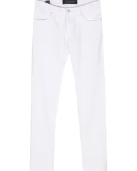 Hand Picked Halbhohe Orvieto Slim-Fit-Jeans Weiß