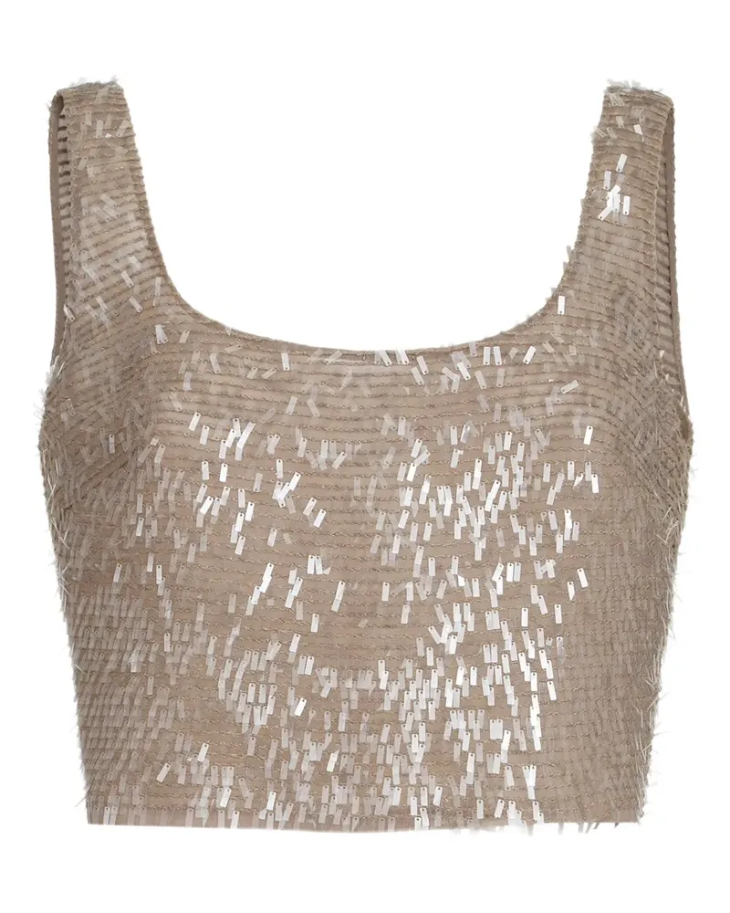 Brunello Cucinelli Cropped-Top mit Cascade-Stickerei - Nude Nude