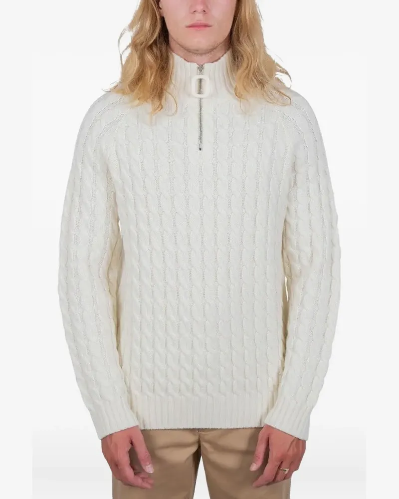 J.W.Anderson Zopfmuster-Pullover mit Reißverschluss - Weiß Weiß
