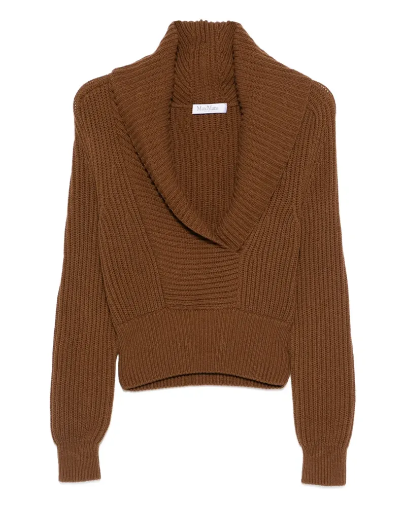 Max Mara Pullover mit Schalkragen - Braun Braun