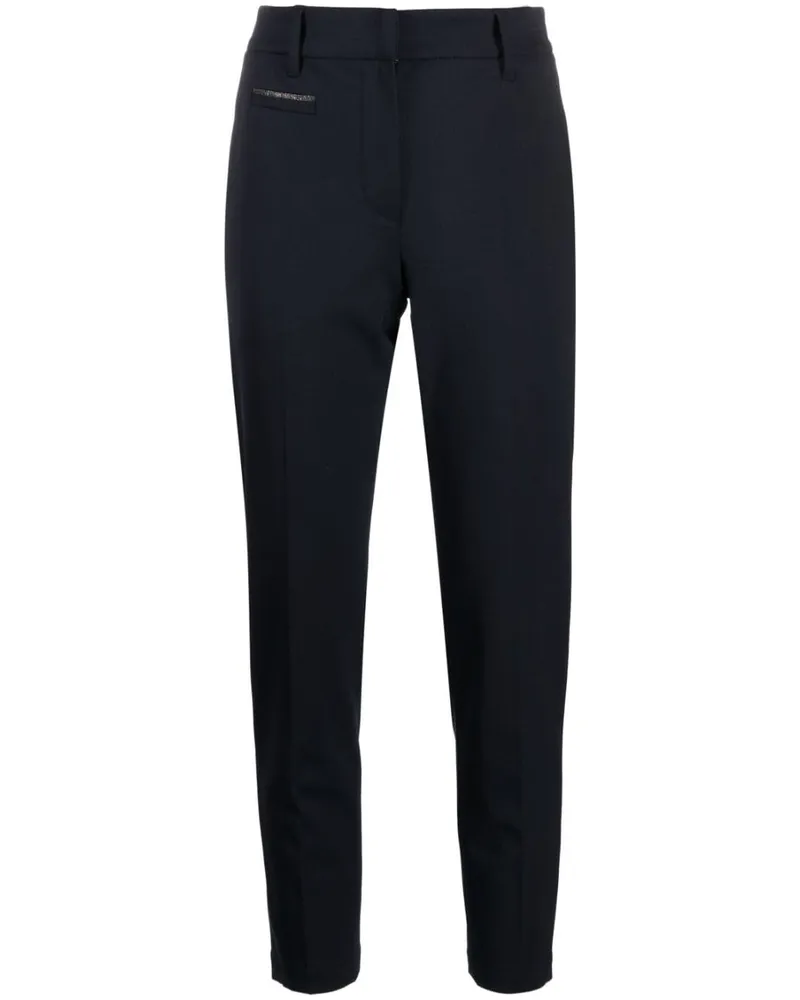 Brunello Cucinelli Monili Cropped-Hose mit Perlenverzierung - Blau Blau