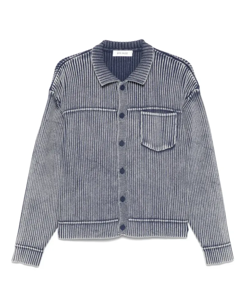 Aya Muse Gerippter Cardigan - Blau Blau