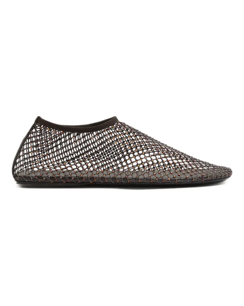Christopher Esber Minette crystal-embellished mesh ballet flats - Braun Braun