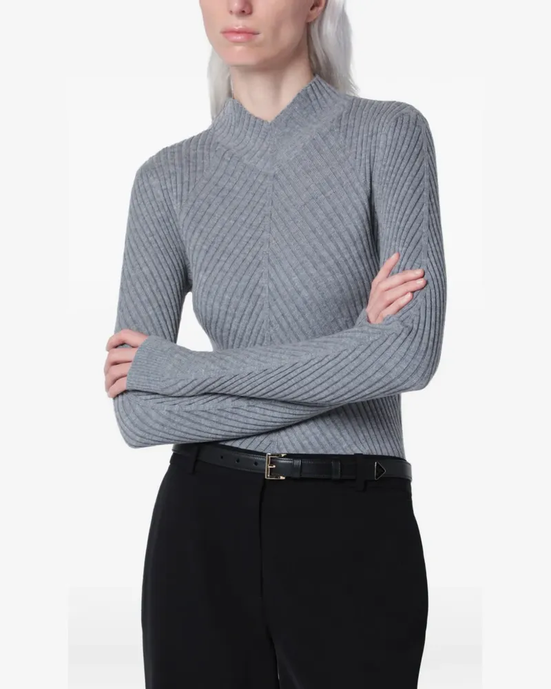 Victoria Beckham Gerippter Georgia Strickpullover - Grau Grau