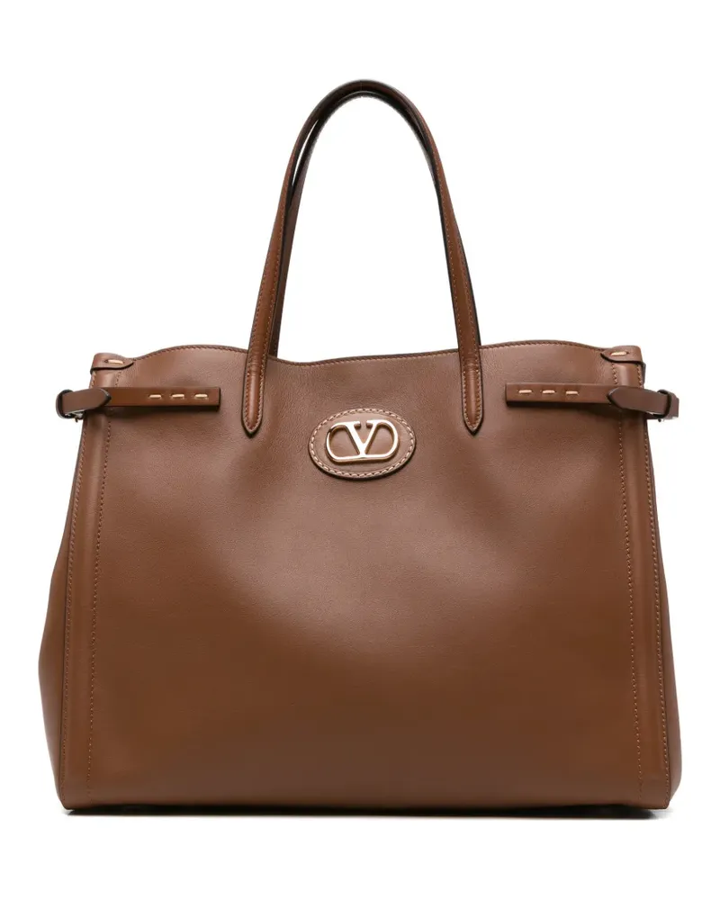 Valentino Garavani Antibes logo topstitch tote bag - Braun Braun