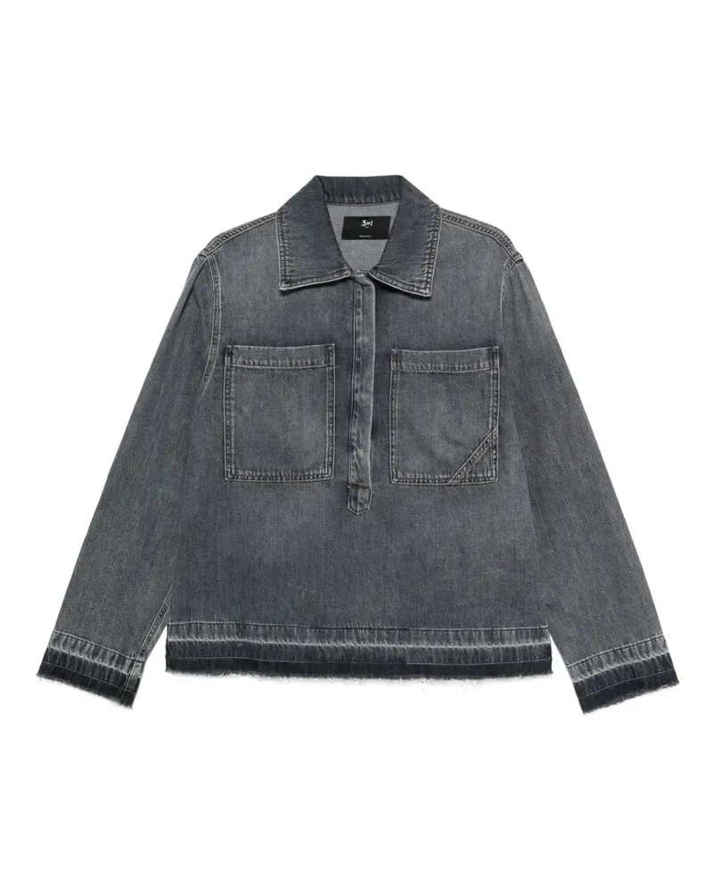 3x1 frayed-hem denim top - Grau Grau