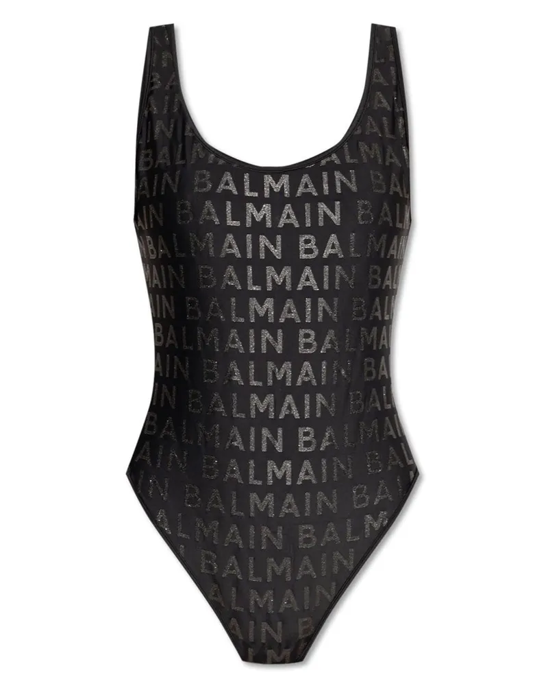 Balmain Badeanzug mit Logo-Print - Schwarz Schwarz