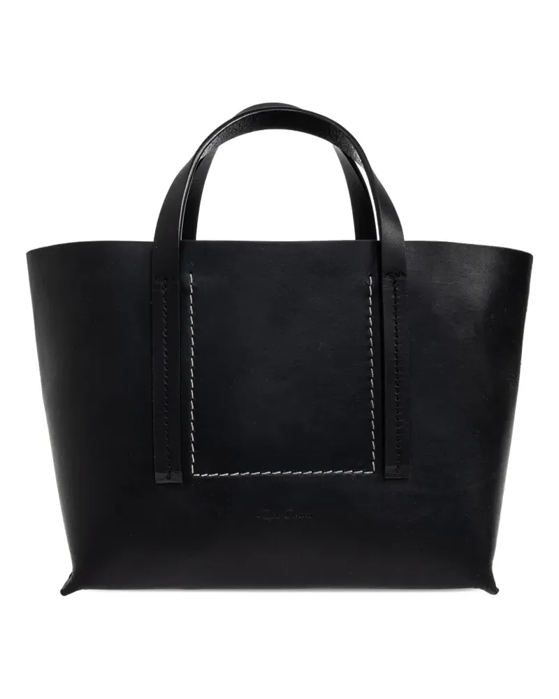 Rick Owens topstitch leather tote bag - Schwarz Schwarz