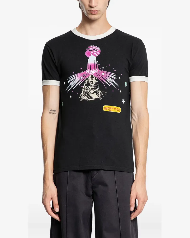 KAPITAL Ringer T-Shirt - Schwarz Schwarz