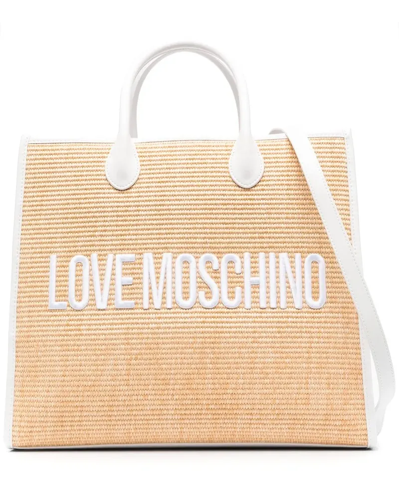 Moschino Shopper mit Logo-Stickerei - Nude Nude