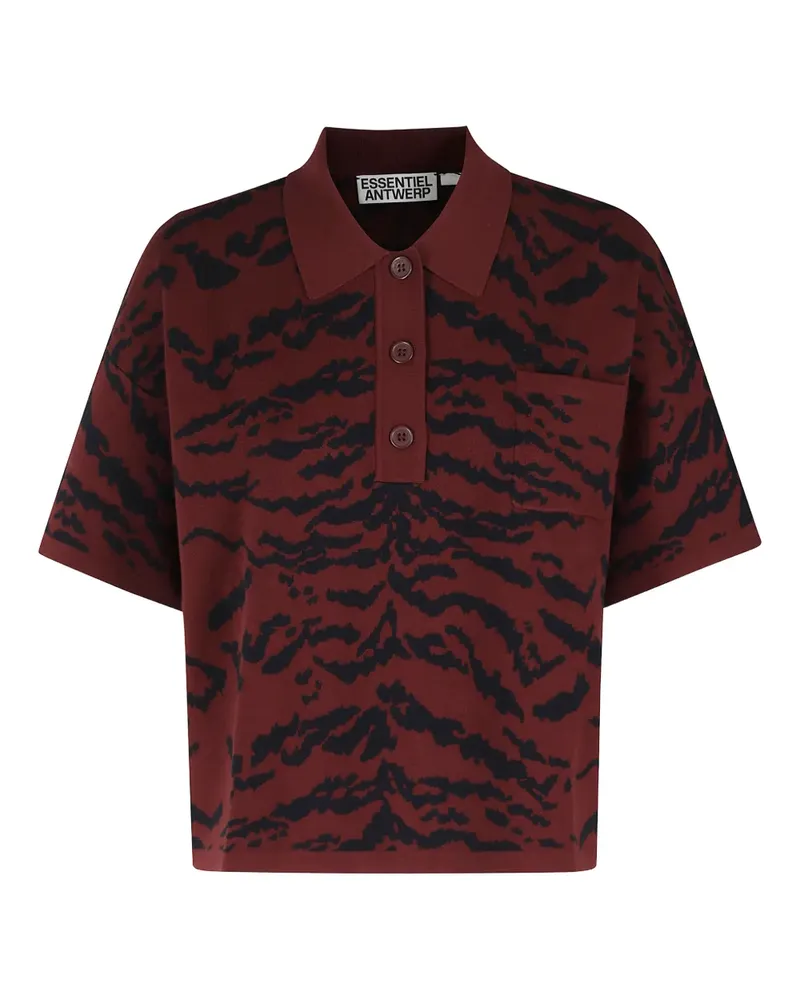 Essentiel Poloshirt mit Zebra-Print - Rot Rot