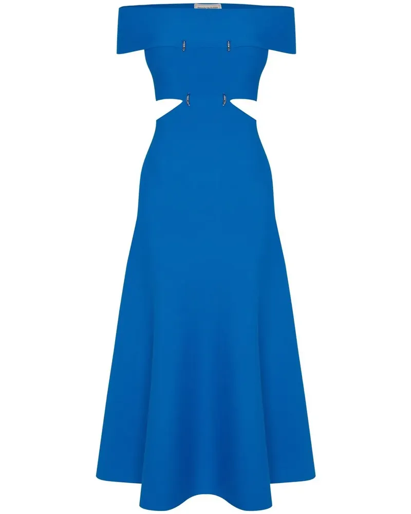 Alexander McQueen Schulterfreies Midikleid - Blau Blau
