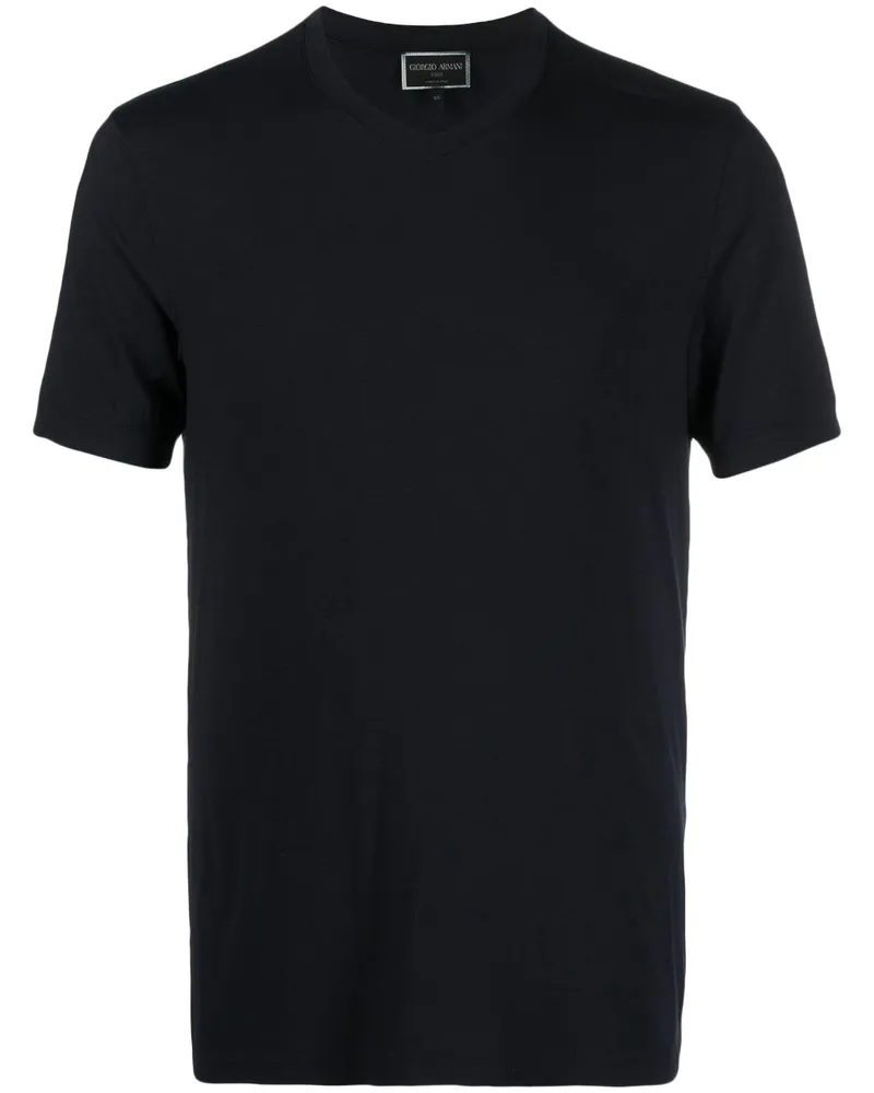 Giorgio Armani T-Shirt mit V-Ausschnitt - Blau Blau