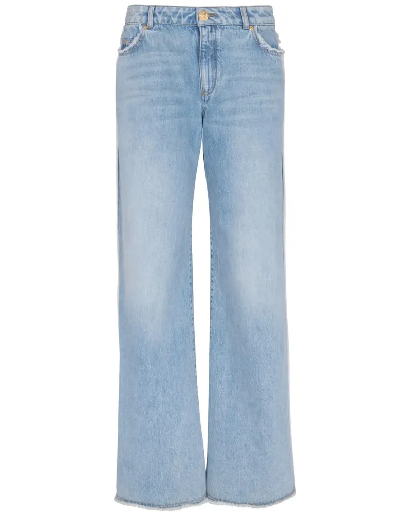 Balmain Ausgefranste Straight-Leg-Jeans - Blau Blau