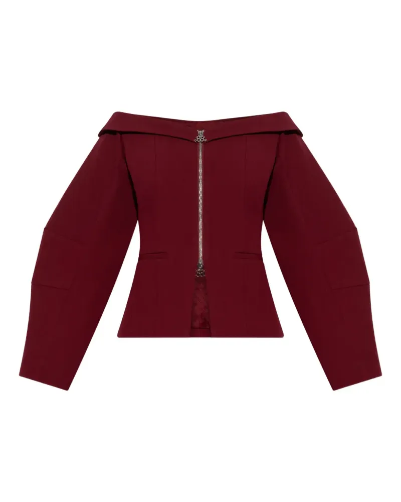 Gestuz off-the-shoulder zip-up jacket - Rot Rot