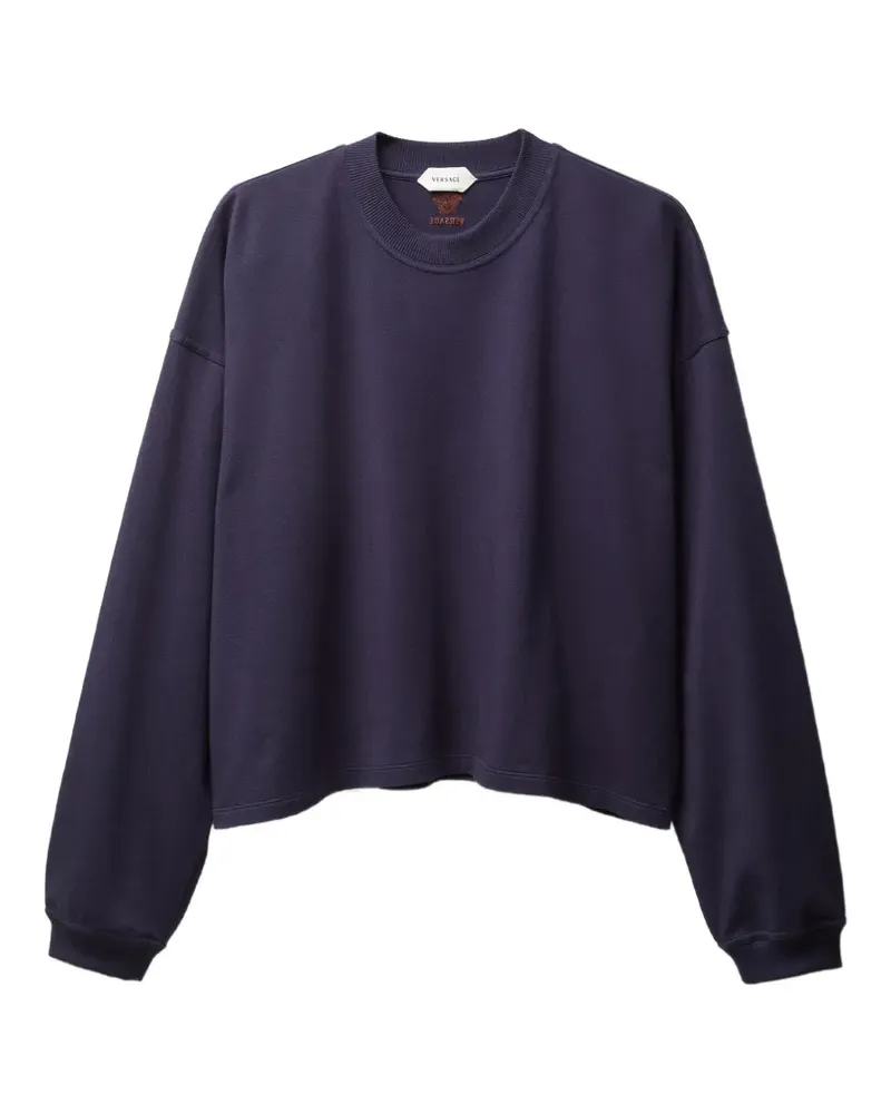 Versace Langarmshirt aus besticktem Baumwolljersey - Blau Blau