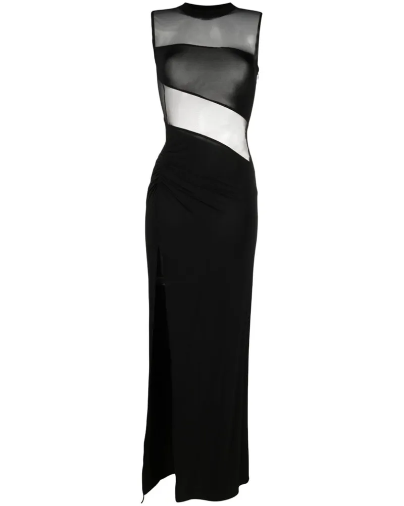 Nensi Dojaka sheer-panelling floor-length gown Schwarz