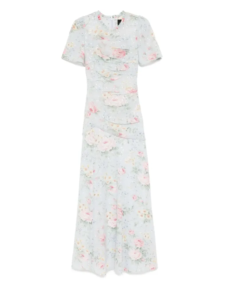 Needle & Thread Kleid mit Blumen-Print - Blau Blau