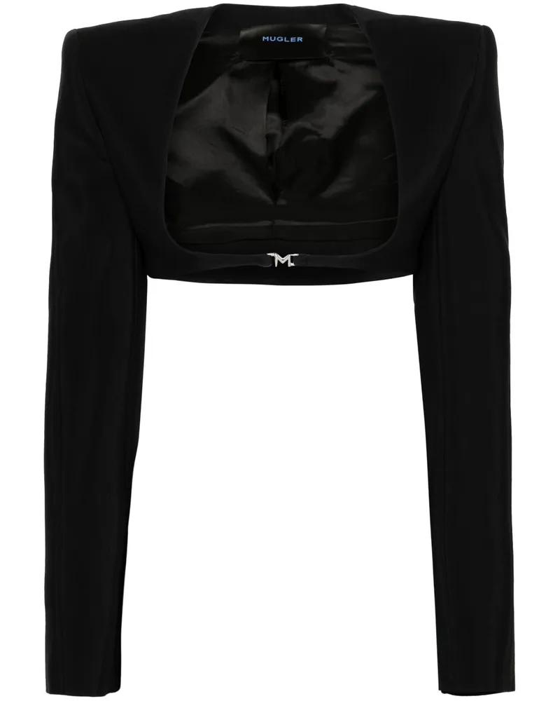 Thierry Mugler Cropped-Jacke mit Logo Schwarz