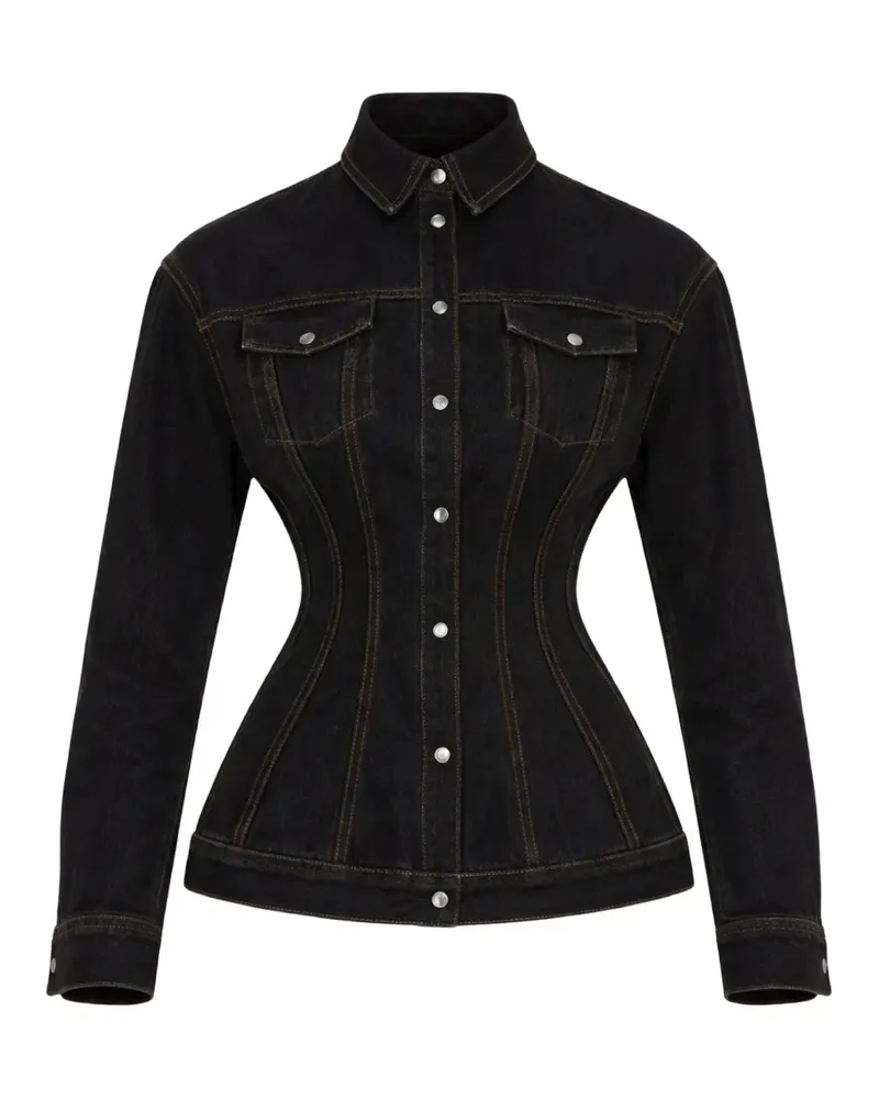 WARDROBE.NYC Geknöpfte Jacke mit Einsätzen - Schwarz Schwarz