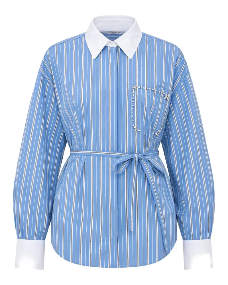 Liu Jo striped crystal-embellished shirt - Blau Blau