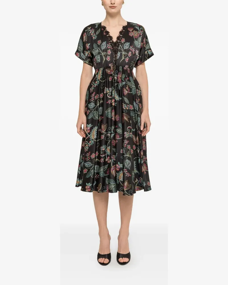 NISSA floral-print viscose dress - Schwarz Schwarz