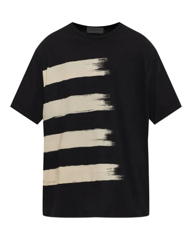 Yohji Yamamoto T-Shirt mit Pinselstrich-Print - Schwarz Schwarz