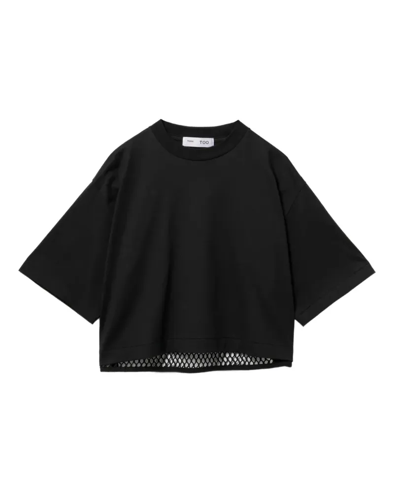 Toga Cropped-T-Shirt mit Kontrasteinsatz - Schwarz Schwarz