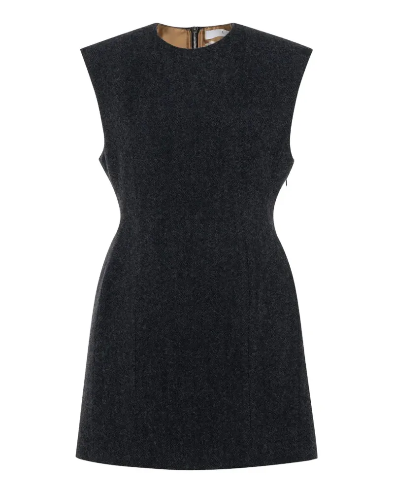 TELA Minikleid aus Wolle mit Fischgrätenmuster - Grau Grau