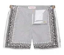 Gemusterte Bull Dog Badeshorts - Weiß