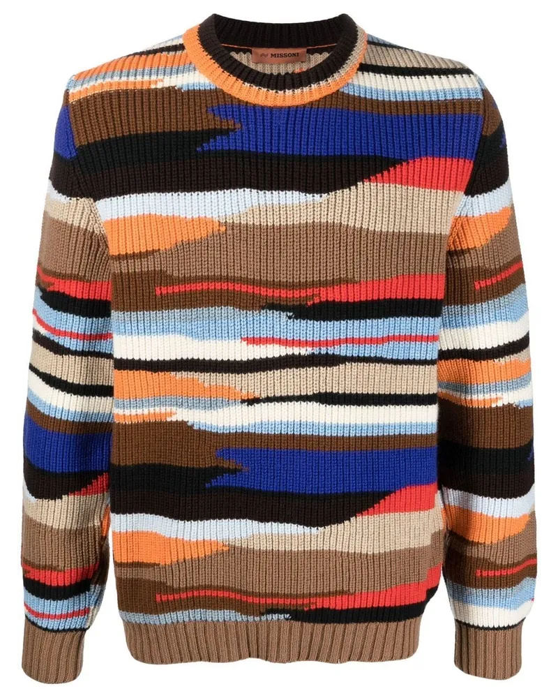 Missoni Gerippter Pullover mit abstraktem Muster Braun