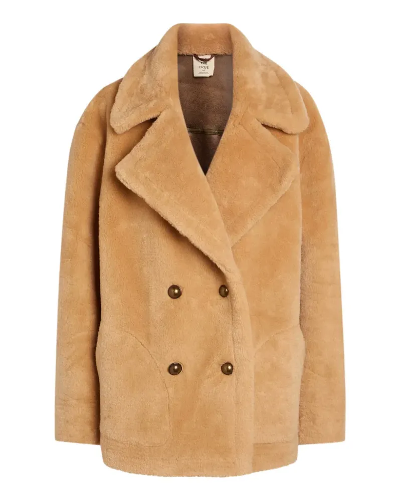Free People Mari reversible double-breasted faux-fur coat - Braun Braun