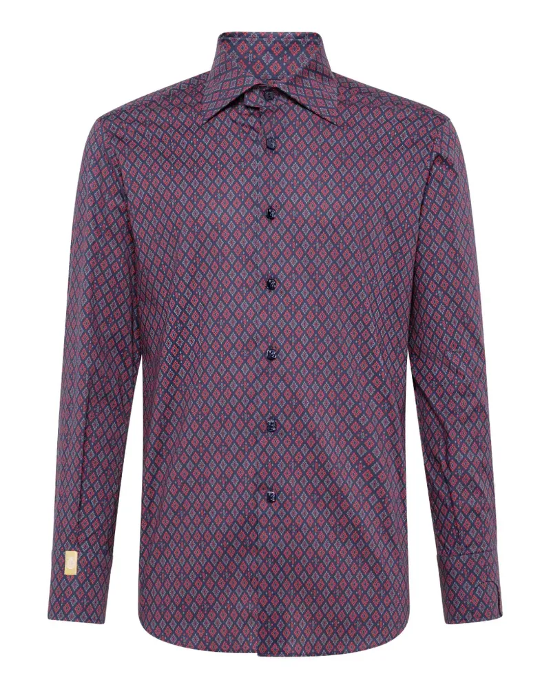 Billionaire Silver Cut/Flavio Geometric Hemd - Blau Blau