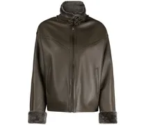 Lederjacke mit Shearling-Besatz - Braun