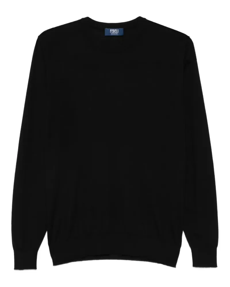 Fedeli Langarmshirt mit Rundhalsausschnitt - Schwarz Schwarz