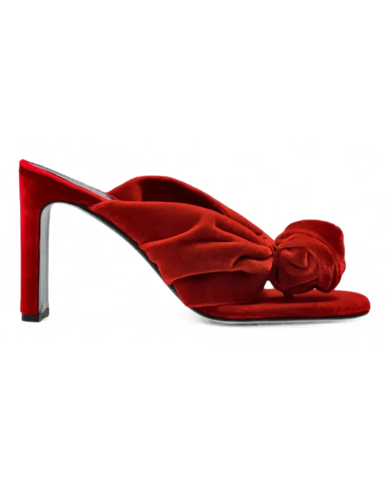 ROTATE Birger Christensen velvet floral-detail mules Rot