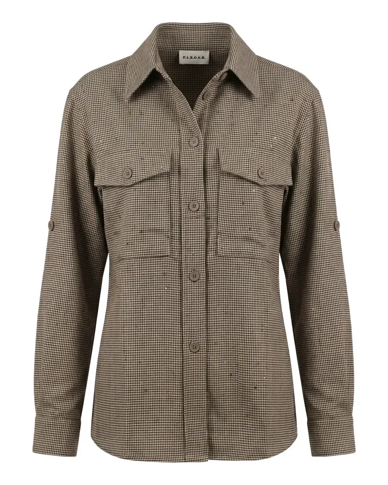 P.A.R.O.S.H. P.A.R.O H. houndstooth-pattern shirt - Braun Braun