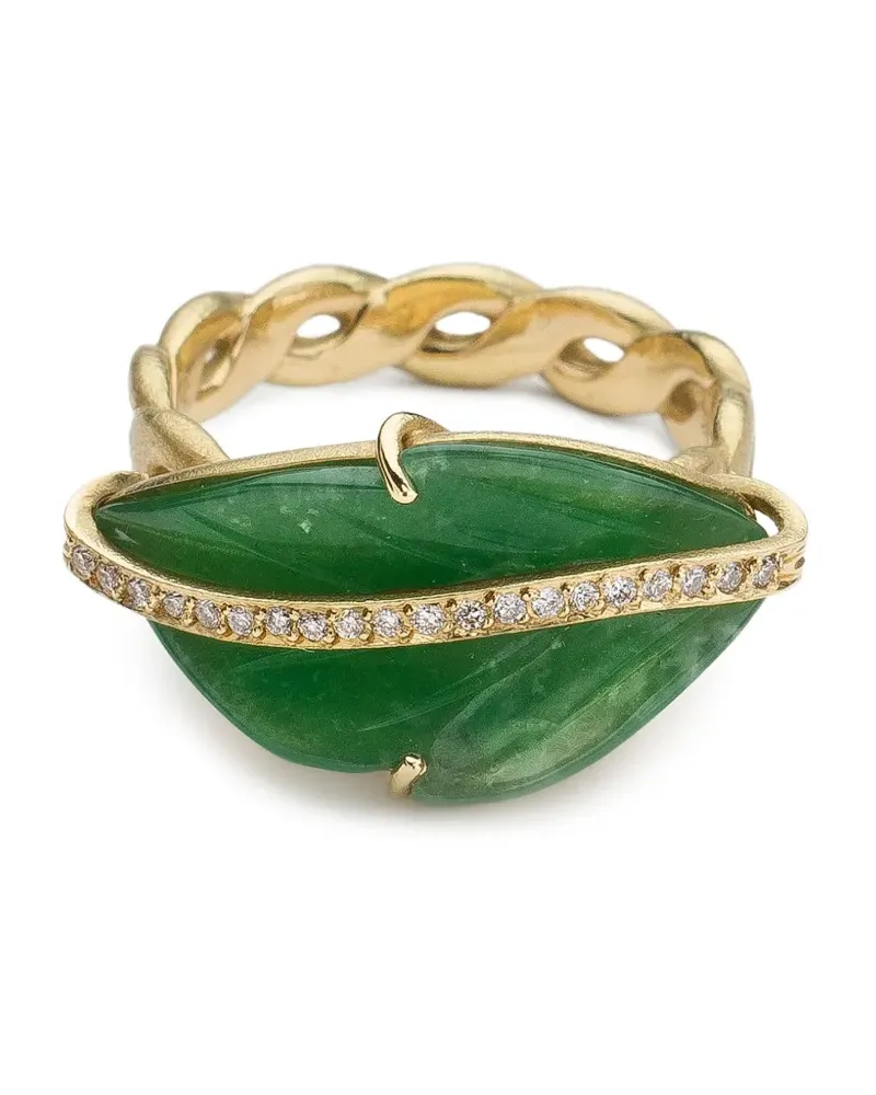 Brooke Gregson 18kt yellow gold Leaf jade and diamond ring Gold