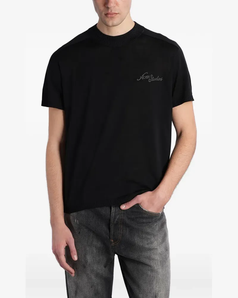 Acne Studios T-Shirt mit Stickerei - Schwarz Schwarz