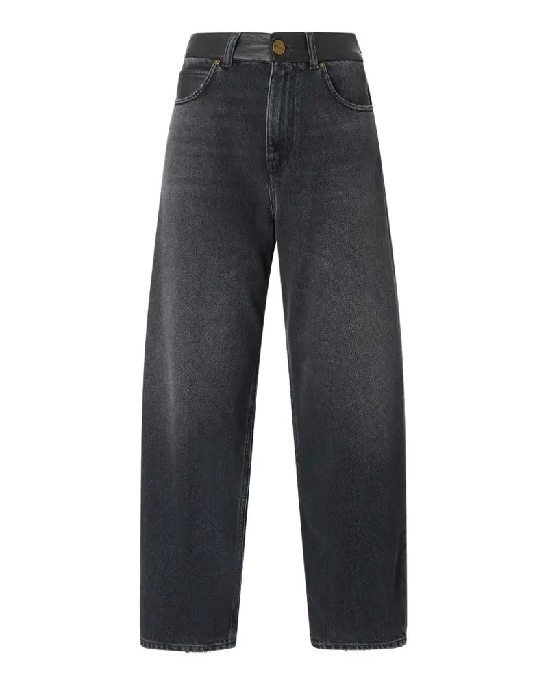 Pinko leather-trim wide-leg jeans - Grau Grau