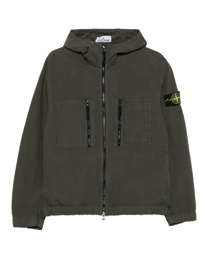 Stone Island Kapuzenjacke mit Logo-Patch - Grün Grün