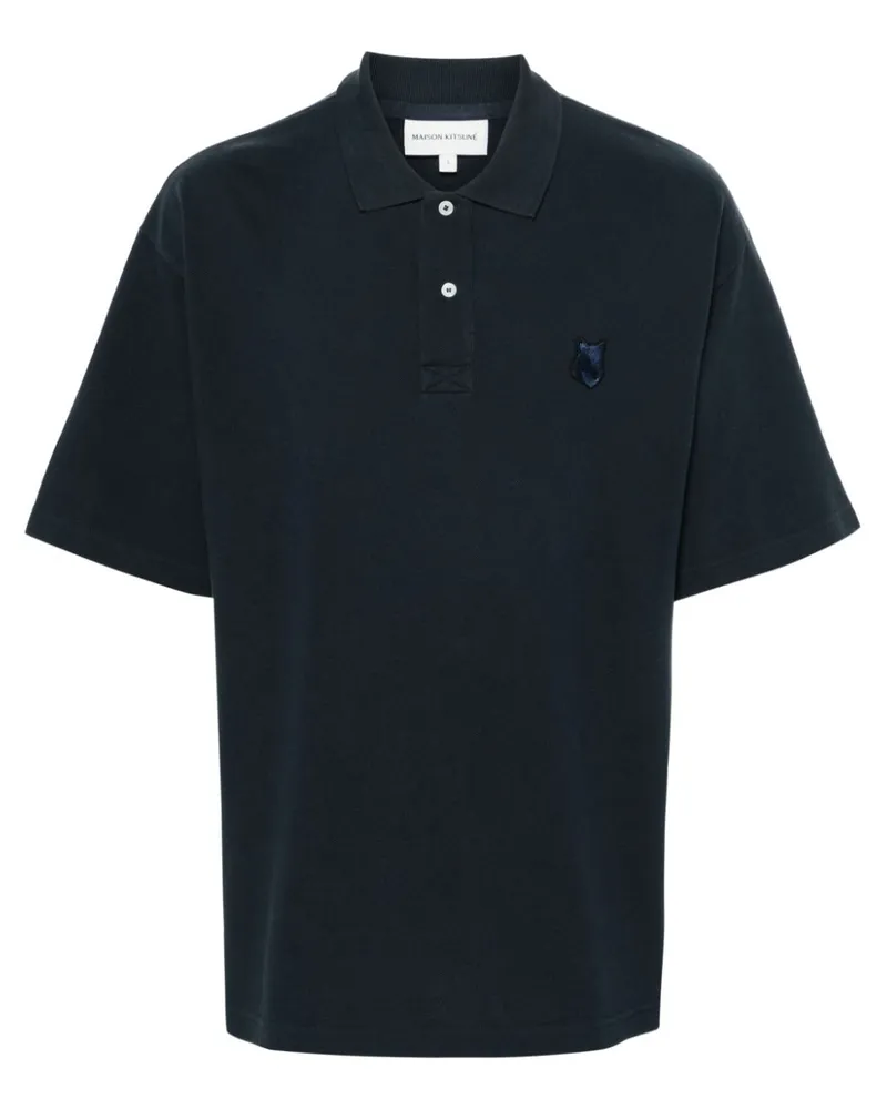 Kitsuné Poloshirt mit Fuchs-Patch - Blau Blau