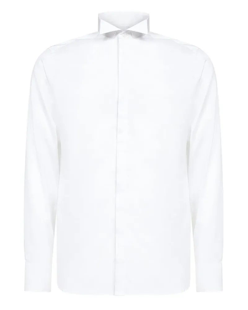 D4.0 button placket wing collar shirt - Weiß Weiß