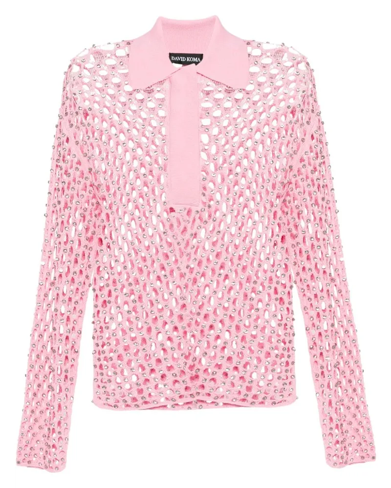 David Koma Transparentes Top mit Kristallen - Rosa Rosa