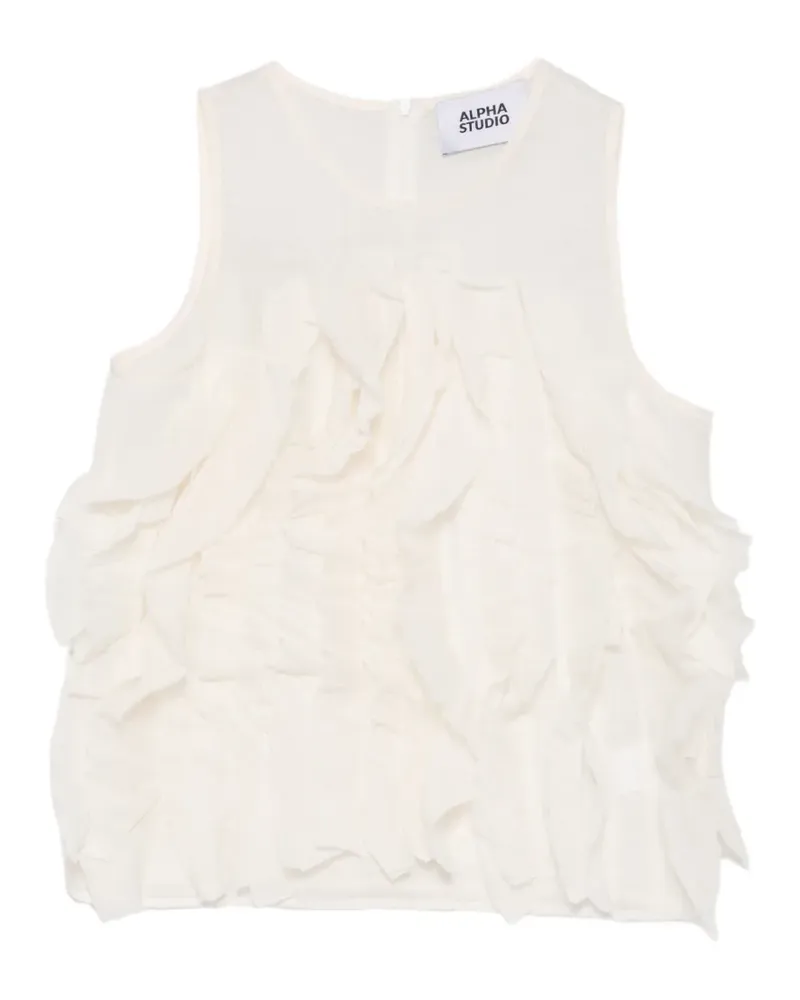 Alpha Studio Top mit Rüschen - Weiß Weiß