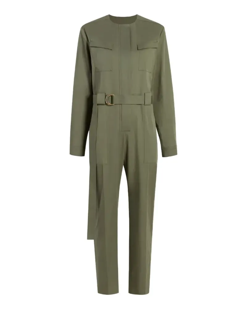 Another Tomorrow belted collarless jumpsuit - Grün Grün