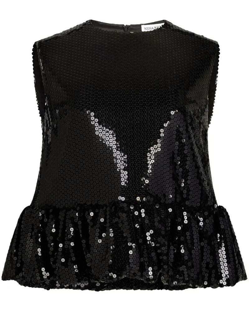 Nina Ricci Top mit Pailletten - Schwarz Schwarz