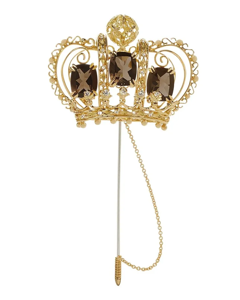 Dolce & Gabbana 18kt Royal Gelb- und Weißgoldbrosche mit Quarz und Diamanten Gold