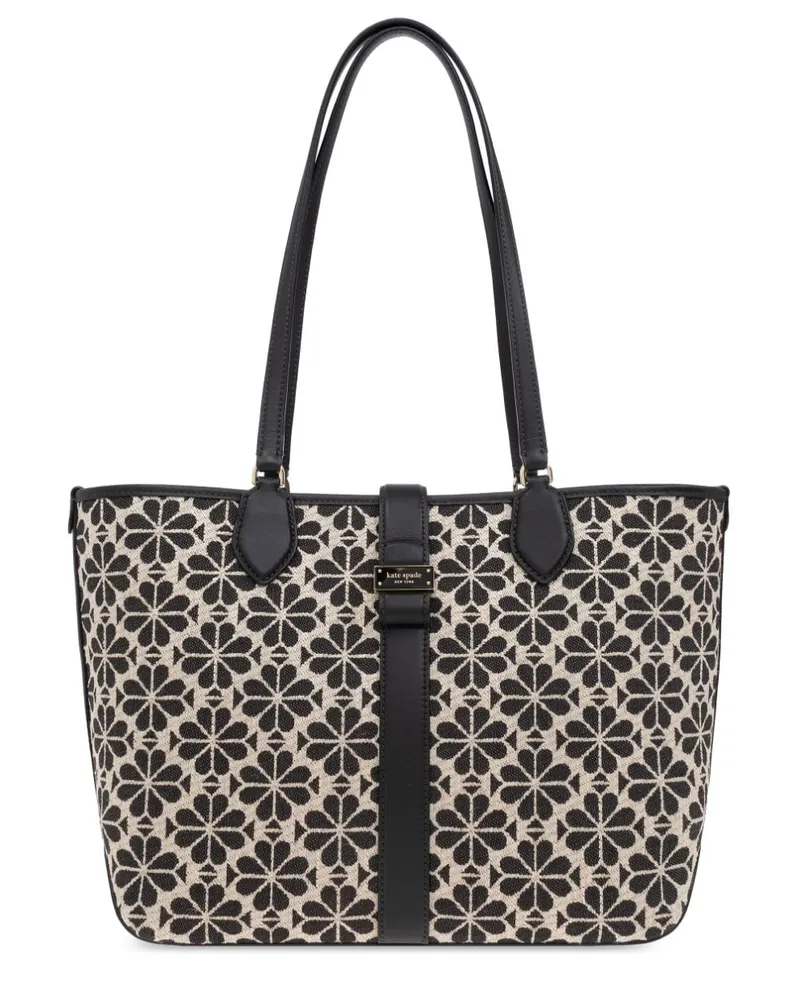 Kate Spade Mittelgroße Tote Bag aus Blumen-Jacquard - Schwarz Schwarz