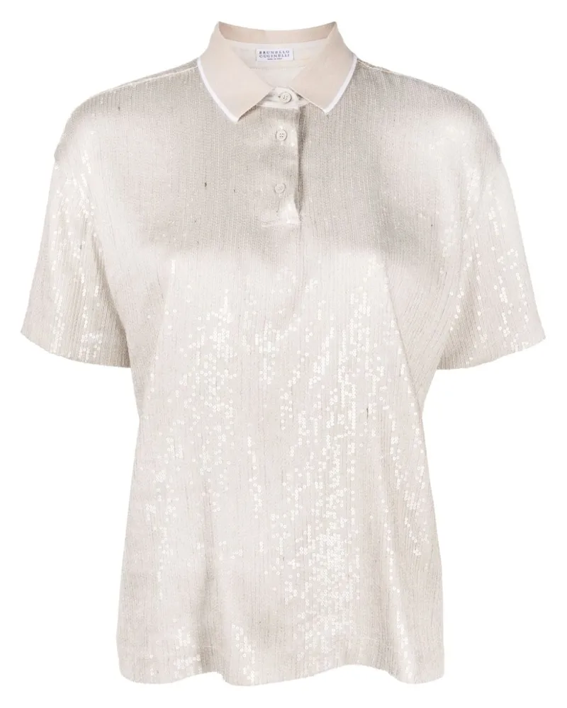 Brunello Cucinelli T-Shirt mit Pailletten - Nude Nude